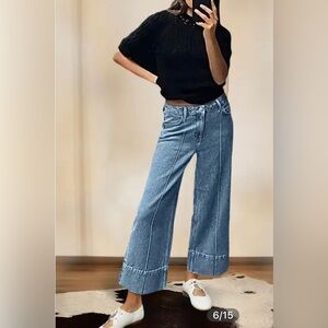 Flamingals Wash Seam Front Mid Rise Straight Leg Jeans Size Large NWT